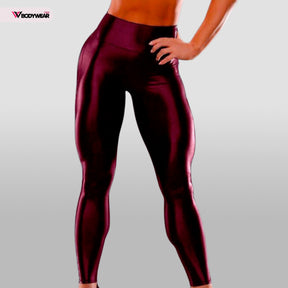 Calça Legging Cintura alta Cirre Brilho molhado