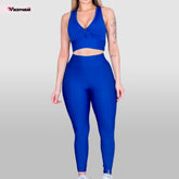 Conjunto Fitness - Top Nadador + Calça Legging Cintura alta Suplex