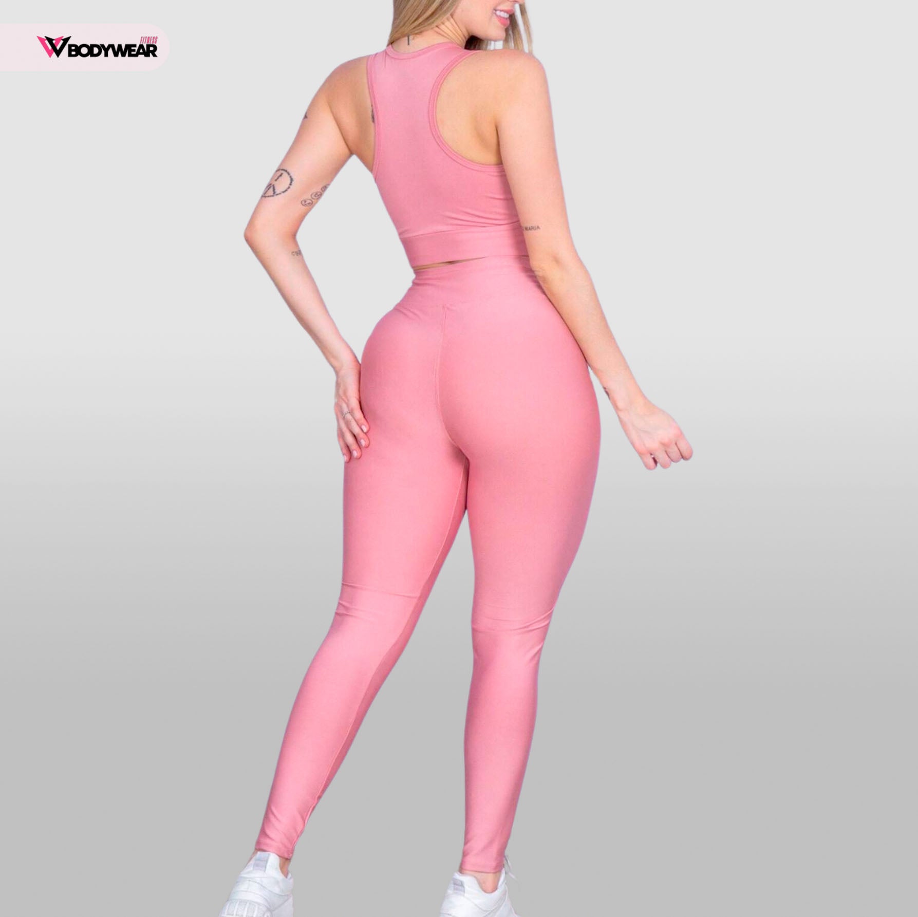 Conjunto Fitness - Top Nadador + Calça Legging Cintura alta Suplex