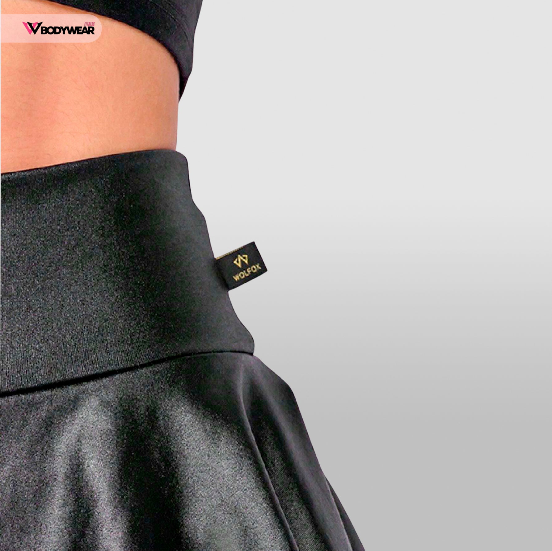 Short Saia em Cirre Babado Fitness Academia e Corrida Cintura Alta WOLFOX