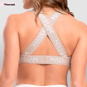 Massam Fitness Top Feminino Poliamida Branco Alça Elástica Massam Fitness