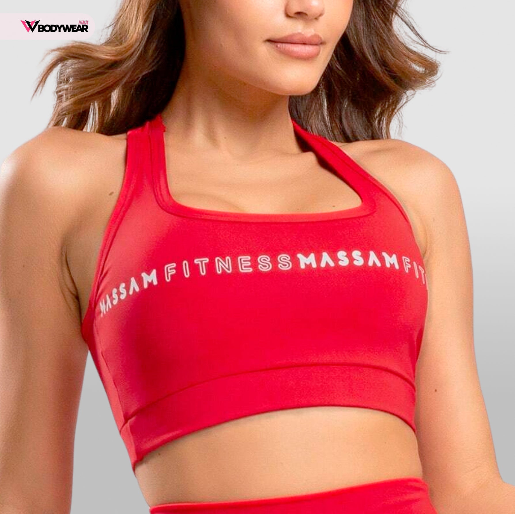 Top Poliamida Decote Quadrado Massam Fitness Vermelho