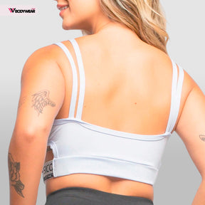 Kit 2 Cropped Top Alça Dupla sem Bojo com Elástico Fitness Academia Feminino