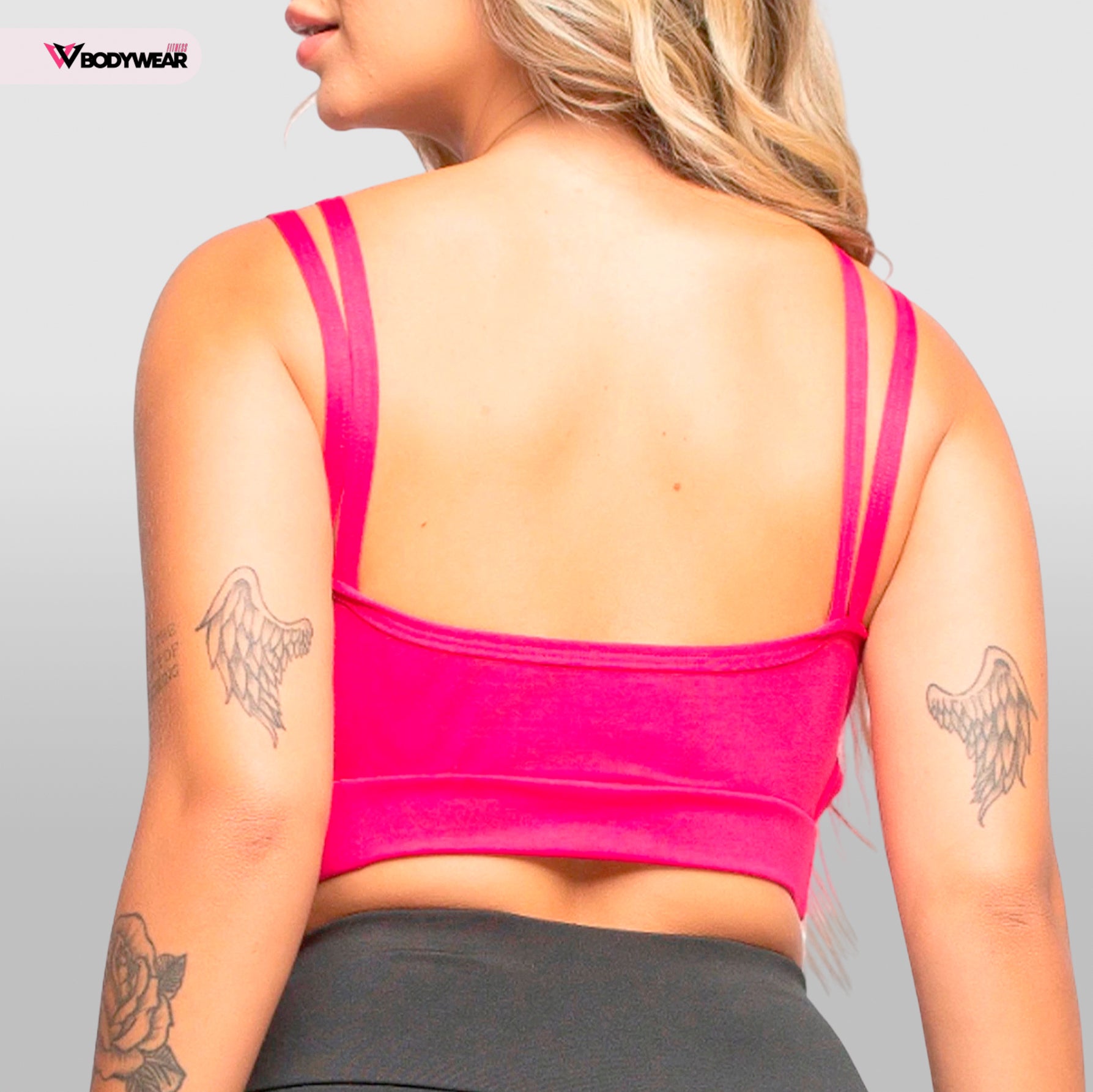 Kit 2 Cropped Top Alça Dupla sem Bojo com Elástico Fitness Academia Feminino