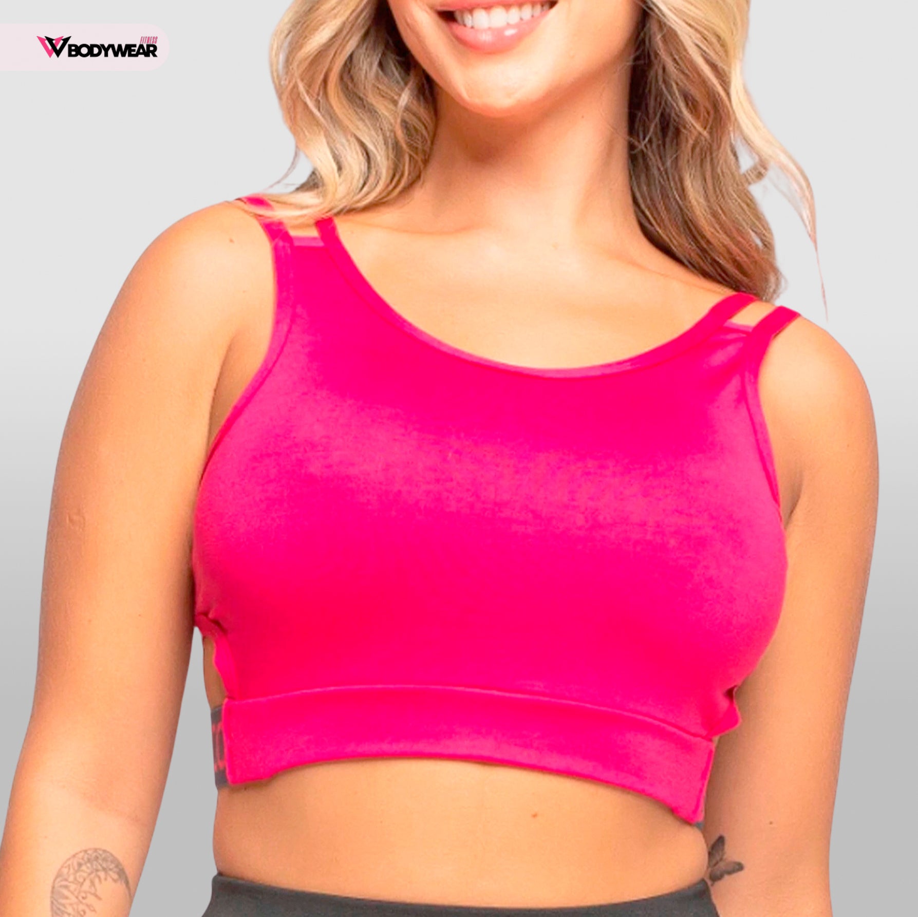 Kit 2 Cropped Top Alça Dupla sem Bojo com Elástico Fitness Academia Feminino