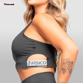 Kit 2 Cropped Top Alça Dupla sem Bojo com Elástico Fitness Academia Feminino