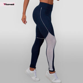 Calça Legging Fitness Detalhe Em Tule