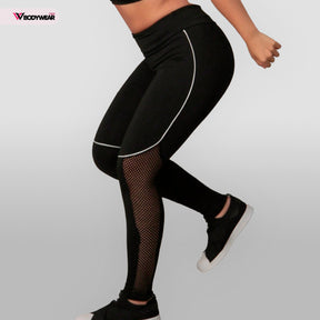 Calça Legging Fitness Detalhe Em Tule